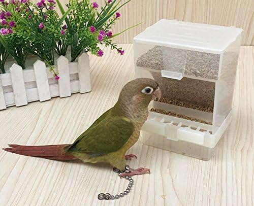 Hypeety Automatic Bird Feeder No Mess Pet Feeder Seed Food Container Perch Cage Accessories for Budgerigar Canary Cockatiel Finch Parakeet