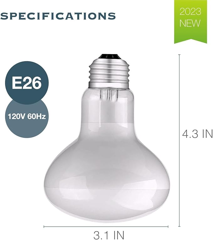 Reptile Heat Bulb Lamp, 2-Pack 75W Daylight Basking Spot, Bearded Dragon/Turtle/Lzard/Gecko Light Bulb, UVA Heat Lamp, Basking Light for Reptiles