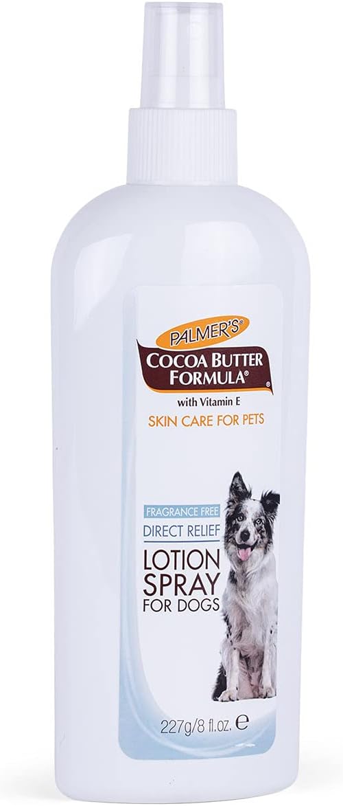 Palmer's for Pets Cocoa Butter Formula Direct Relief Lotion Spray for Dogs with Vitamin E | Fragrance Free Dog Lotion for Dry Itchy Skin Spray On Lotion for Dogs - 8 oz (FF15584)