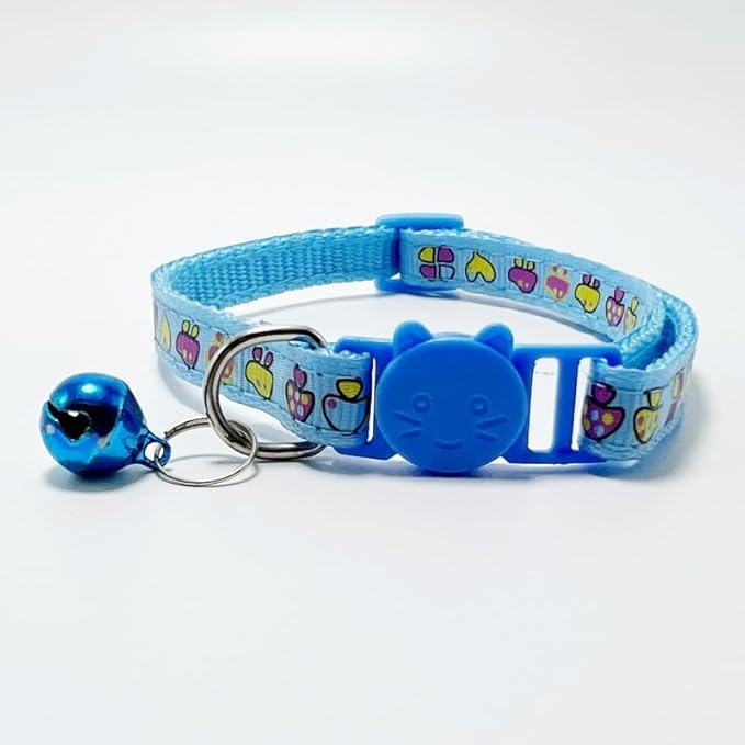 Cat Collar with Safety Buckle, Removable Bell and Adjustable Kitten Collar - Outdoor Safety, blue