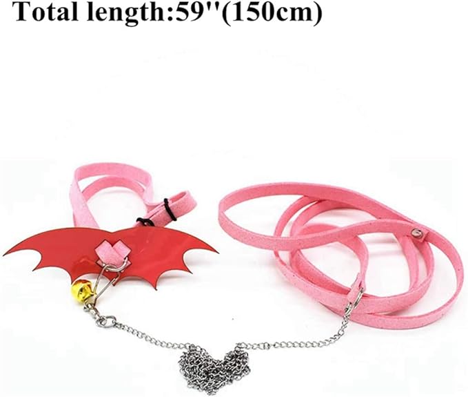 Turtle Harness and Leash with Wings Tortoise Leash Lizard Leash Tortoise Harness Strap Small Animal Adjustable Collar Leash Walking Lead Control Rope Pet Harness Leash (L(15'' - 34''),Pink)