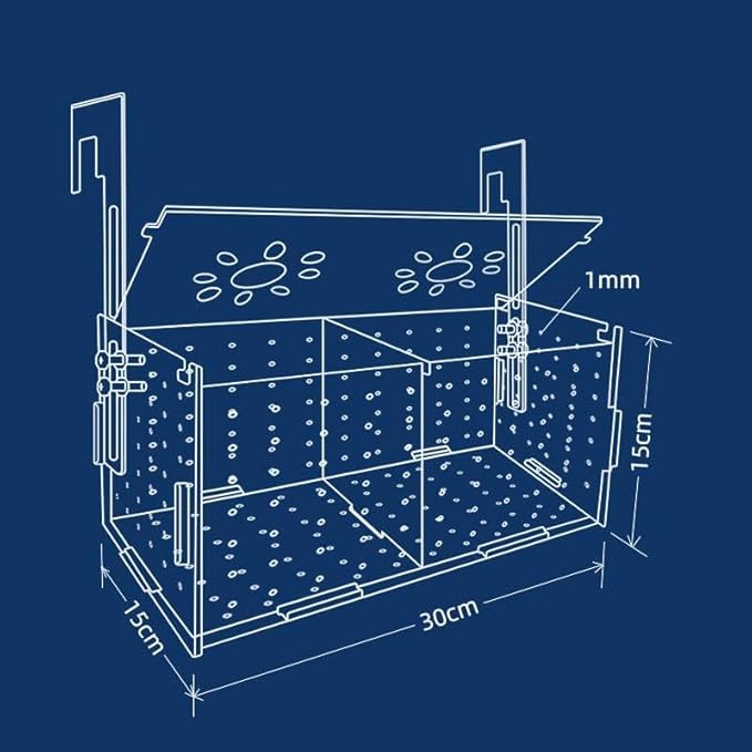 PENCK Fish Breeding Box for Aquarium, Acrylic Plastic Breeder Box for Fish Tank, Baby Snail Fish Shrimp Clownfish Nursery Container, Divider Hatchery Incubator Accessory - Small Hook Pattern 2 Grids