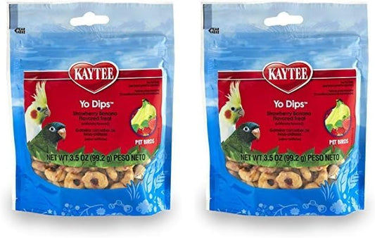 Kaytee Yo Dips Strawberry/Banana Flavor Yogurt Dipped Treat for Pet Birds, 3.5 oz (Pack of 2)