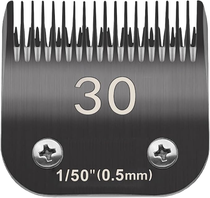 30# Pet Dog Grooming Detachable Blades, Compatible with Andis Size-30# Cut Length 1/50"(0.5mm), Most A5,KM Series Clippers,Made of Ceramic Blade (Black)