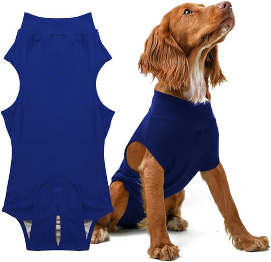 PupShield - Dog Surgery Recovery Suit for All Dog Sizes - Easy Use Anti Lick - Spay & Neuter Recovery Suit, Surgical Onesie for Dogs - Dog Cone Alternative (Blue, Small/Medium (Weight:30-45 LBS))