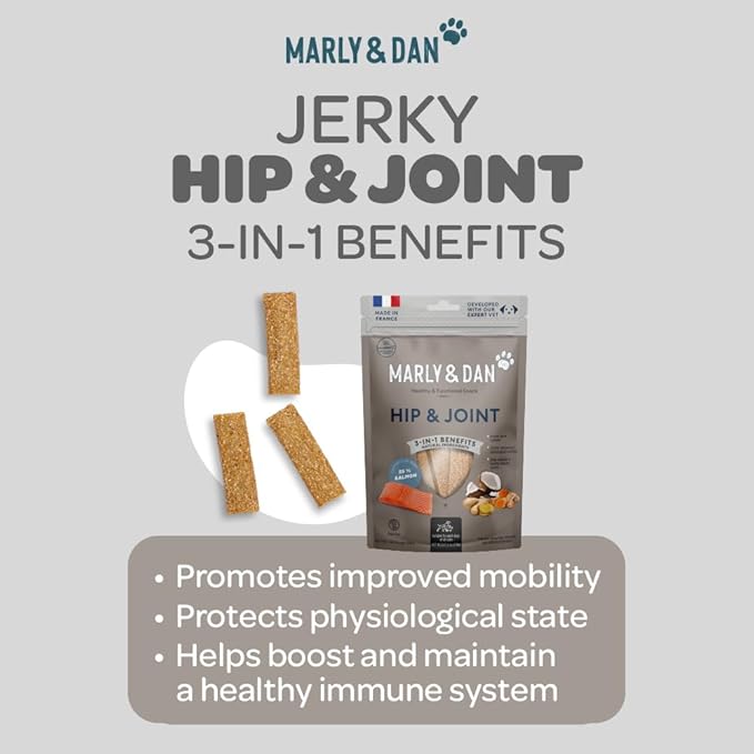 Marly & Dan Baked Salmon Jerky Snack Bar for Dogs w/Sweet Potato & Glucosamine - Treats Dogs Adore, Naturally Healthy & Functional Hip & Joint Recipe, Rich in Omega 3/6, 6 oz