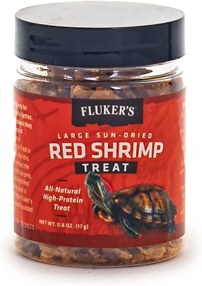 Fluker's All Natural Large Sun-Dried Red Shrimp, High Protein Treats, Aquatic Turtle Food, Great for Aquatic Frogs, Tegus, Monitors, and Tropical Fish, 6 oz