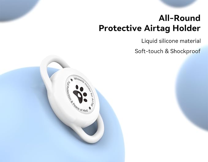 Airtag Dog Collar Holder, Durable & Lightweight Airtag Case, Slide-on Waterproof Protective Air Tag Holder for Dog Collar - for Dogs and Cats (White, Small)