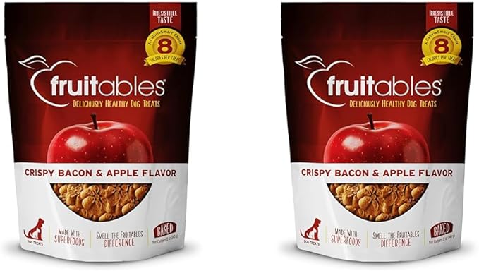 Fruitables Baked Dog Treats – Healthy Low Calorie Pumpkin Treats – Free of Wheat, Corn and Soy – Cripsy Bacon and Apple – 12 Ounces (Pack of 2)