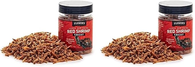 Fluker's All Natural Large Sun-Dried Red Shrimp, High Protein Treats, Aquatic Turtle Food, Great for Aquatic Frogs, Tegus, Monitors, and Tropical Fish, 6 oz (Pack of 2)