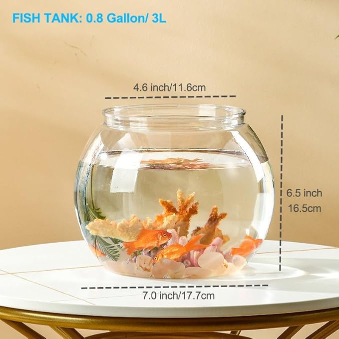 0.8 Gallon Plastic Aquarium Betta Fish Tank, Small Fish Tank Starter Kits, Mini Fish Bowls