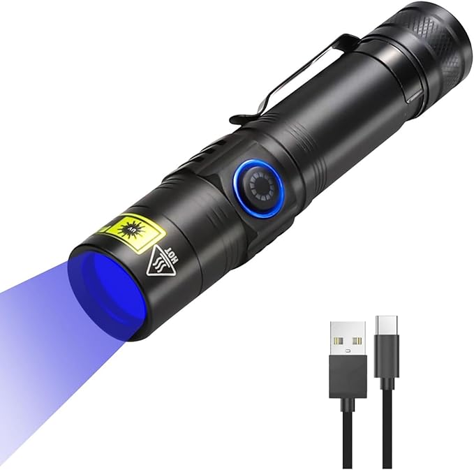 WINDFIRE Rechargeable UV Flashlight, 365nm Black Light Ultraviolet Flashlight High Power 10W, Portable Pocket UV Flash Light for Dog Urine, Pet Stains, Scorpion Bed Bugs, Resin Curing Detecting