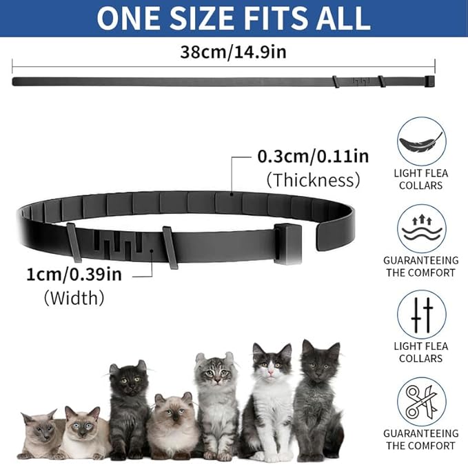 4 Pack Flea Collar for Cats, 32 Months Flea and Tick Prevention for Cats, Waterproof Cat Flea Collar, Natural Cat Flea and Tick Treatment, Adjustable Flea and Tick Collar for Cats Kittens(4 Colors)