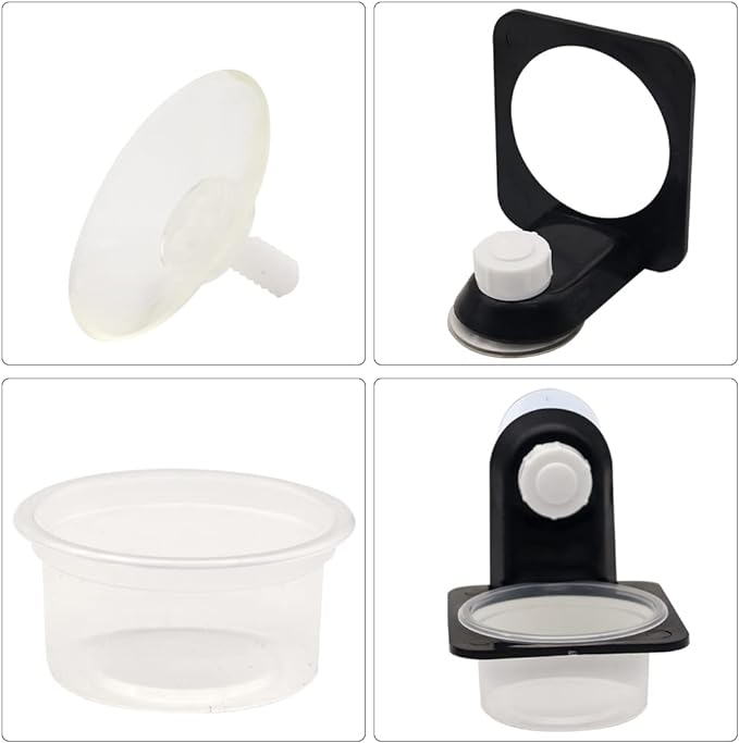 Reptile Feeding Cups Water Bowl Double Crested Gecko Feeding Ledge with 10 Pcs 0.5oz Bowls，Detachable Suction Cup Reptile Feeding Dish Feeder for Lizard Tortoise Reptile Spider Gecko (Single)