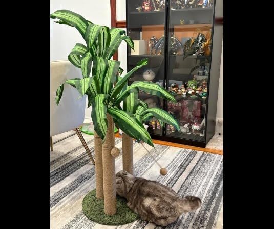 31.5Inch Cat Scratching Post,Cat Scratcher Tree with 3 Scratching Poles & 2 Interactive Dangling Balls,Cats Scratching Posts for Indoor Kitten & Adult Cats