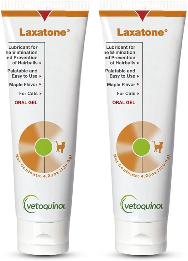 Vetoquinol Laxatone: Oral Hairball Lubricant Gel for Cats – Maple Flavored, 4.25oz 2 Pack