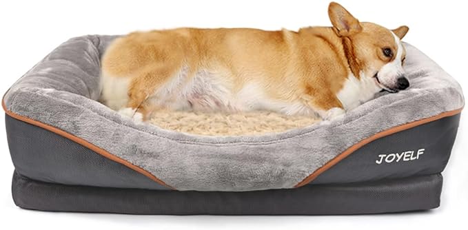 JOYELF Medium Memory Foam Dog Bed Orthopedic Dog Bed & Sofa with Removable Washable Cover and Squeaker Toy as Gift