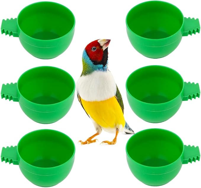 6 Pcs Bird Mini Plastic Feeder Parrot Small Food Water Bowl Cage Sand Cup Feeding Holder