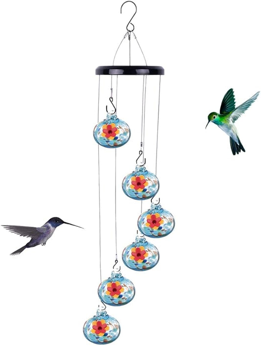 Charming Wind Chimes Hummingbird feeders for Outdoors Hanging ant and bee Proof Never Leak Perfect Garden Decor for Outside (JH-01)