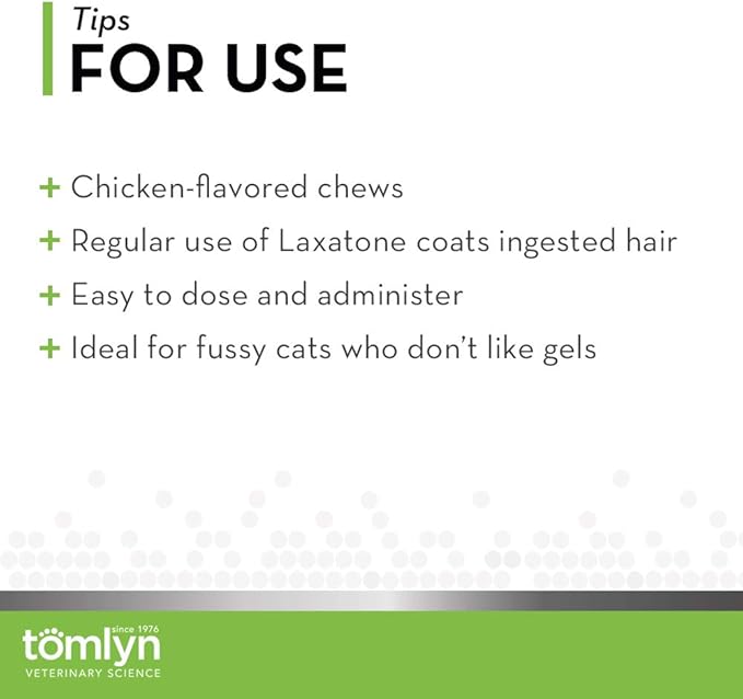 TOMLYN Laxatone Chicken-Flavor Hairball Remedy Chews for Cats and Kittens, 60ct