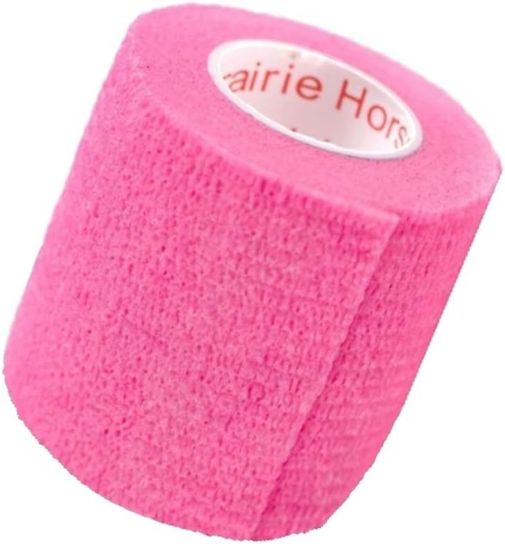 2 Inch Vet Wrap Tape Bulk (Neon Pink) (Pack of 12) Self Adhesive Adherent Adhering Flex Bandage Grip Roll for Dog Cat Pet Horse