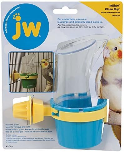 JW Pet Company Clean Cup Feeder and Water Cup Bird Accessory, Medium, Colors May Vary