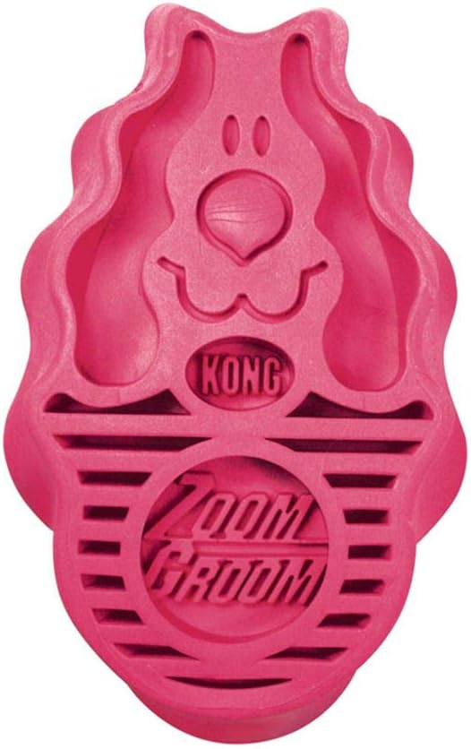 KONG - ZoomGroom - Dog Brush for Grooming and Shampooing - Red Brush for Large Dogs