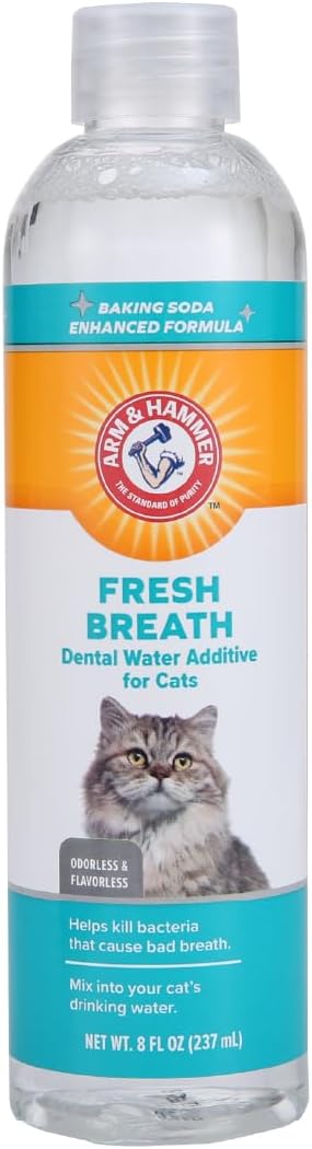 Arm & Hammer for Pets Advanced Care Dental Water Additive for Cats | Cat Teeth Cleaning Product for All Cats | Odorless and Flavorless Cat Dental Rinse, 8 Ounces