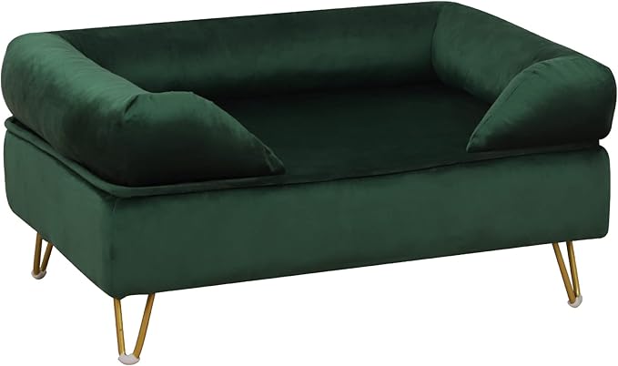Dog Sofas and Chairs for Small Breeds,Dog Couch for Small Pet,Cat Sofa Chair with Soft Velvet Fabric,Wooden Frame Cat Bed,Pet Sofa Bed for Small Dog Rest Using,EMERALD
