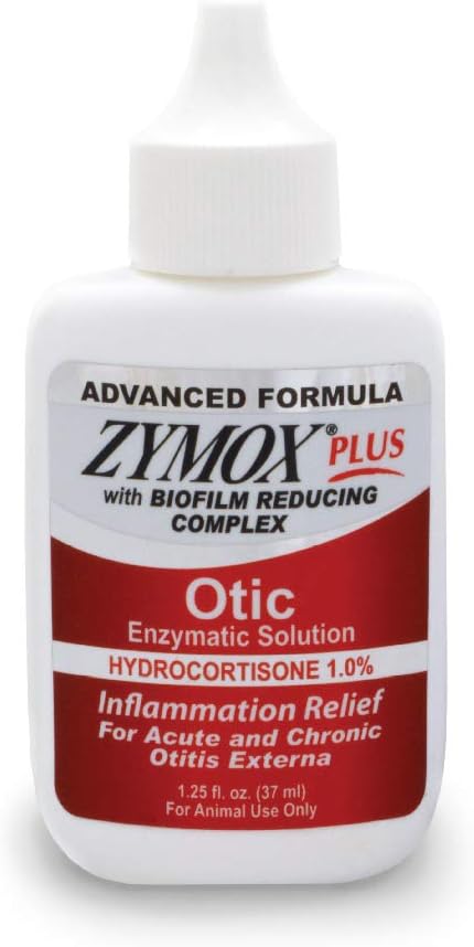 Zymox Advanced Formula Otic Plus Enzymatic Ear Solution for Dogs and Cats with 1% Hydrocortisone, 1.25oz