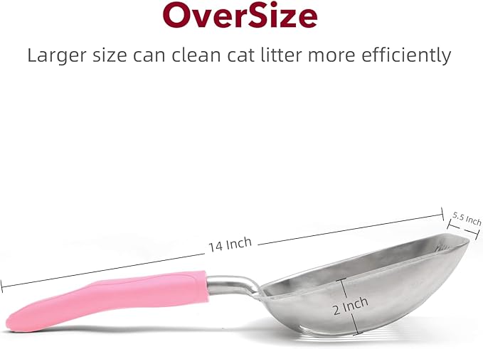 Cat Litter Scoop - Aluminum Alloy cat Litter Shovel, Suitable for All cat Litter, Metal Durable Garbage Shovel Pink