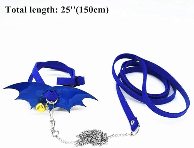 Turtle Harness and Leash with Wings Tortoise Leash Lizard Leash Tortoise Harness Strap Small Animal Adjustable Collar Leash Walking Lead Control Rope Pet Harness Leash (M(3.1'' - 15''),Blue)