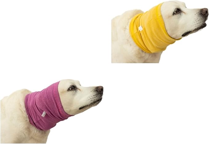 Dog Ear Wrap Hematoma (2 PCS), Ear Hematoma Dog Hoodies for Anxiety Relief Grooming Bathing Yellow+Rose L