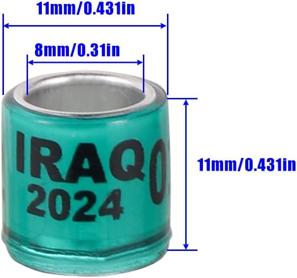 50Pcs Aluminium Pigeon Leg Rings with 2024 Training Identify Birds Leg Ring (Dark Green)