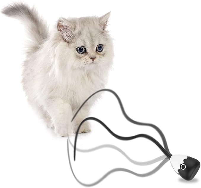 Cat Wand Toy, Silicone Tail 2 Pack-Black&Blue