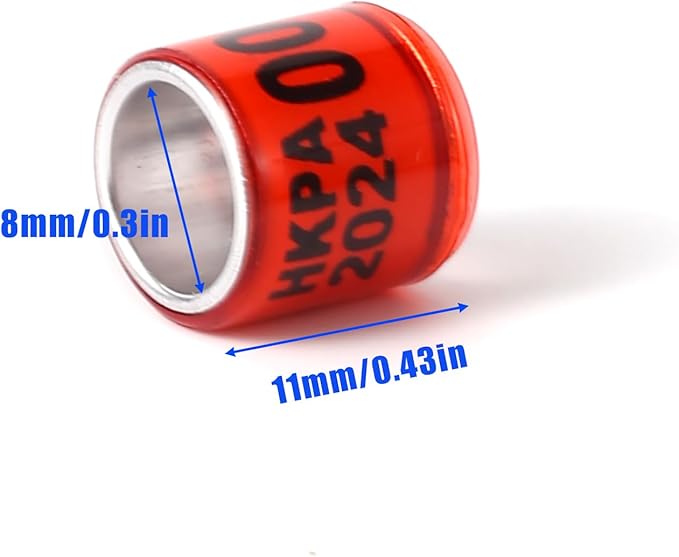 100Pcs Multicolor Aluminium Pigeon Leg Rings Dove Leg Rings Identify Bands Plastic with 2024 HKPA Training Identify Birds Foot Ring (Red)
