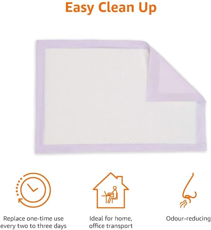 Amazon Basics Cat Pad Refills for Litter Box, Lemon Scent - Pack of 60, White/Purple