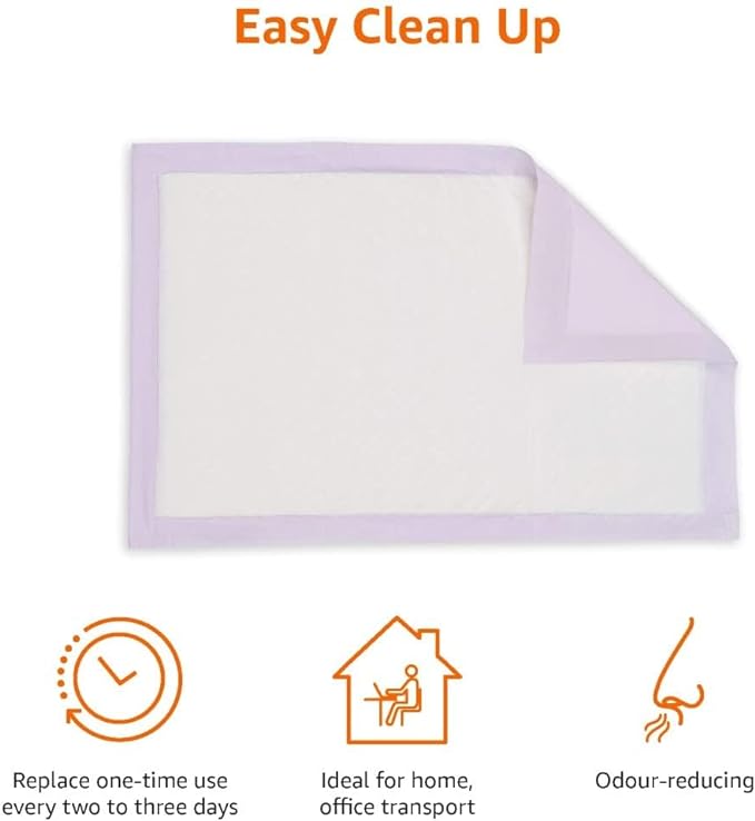 Amazon Basics Cat Pad Refills for Litter Box, Lemon Scent - Pack of 100, White, Purple