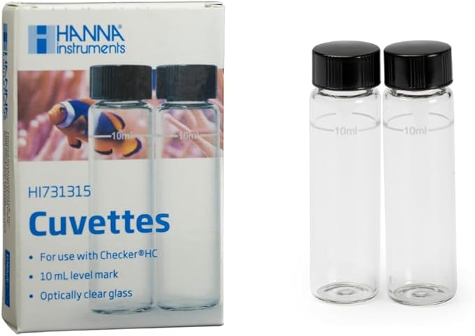 Hanna HI731315 - Glass Cuvettes and Caps for Hanna Checker Saltwater Aquarium Alkalinity Colorimeter Checker Tester