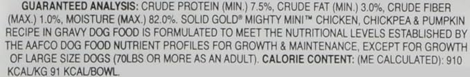 Solid Gold Wet Dog Food for Small Dogs - Mighty Mini Grain Free Wet Dog Food Made with Real Chicken, Chickpeas and Pumpkin - for Puppies, Adult & Senior Small Breeds with Sensitive Stomachs