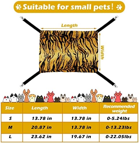 2 Pieces Reversible Cat Hanging Hammock Soft Breathable Pet Cage Hammock with Adjustable Straps and Metal Hooks Double-Sided Hanging Bed for Cats Small Dogs Rabbits (Zebra, Tiger Stripes, L)