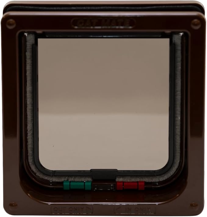 Cat Mate 4 Way Locking Cat Flap with Door Liner, Brown