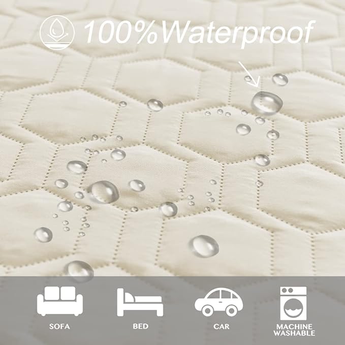 Waterproof and Anti-Slip Dog Bed Cover and Pet Blanket Sofa Pet Bed Mat ，car Incontinence Mattress Protectors Furniture Couch Cover for Most Cats Dogs, Pets（68x82- Ivory）