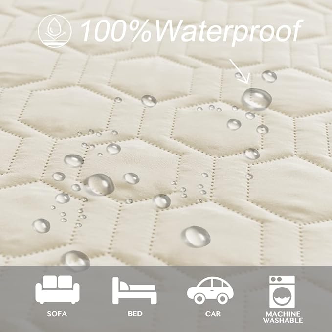 Waterproof and Anti-Slip Dog Bed Cover and Pet Blanket Sofa Pet Bed Mat ，car Incontinence Mattress Protectors Furniture Couch Cover for Most Cats Dogs, Pets<82x102-Ivory>