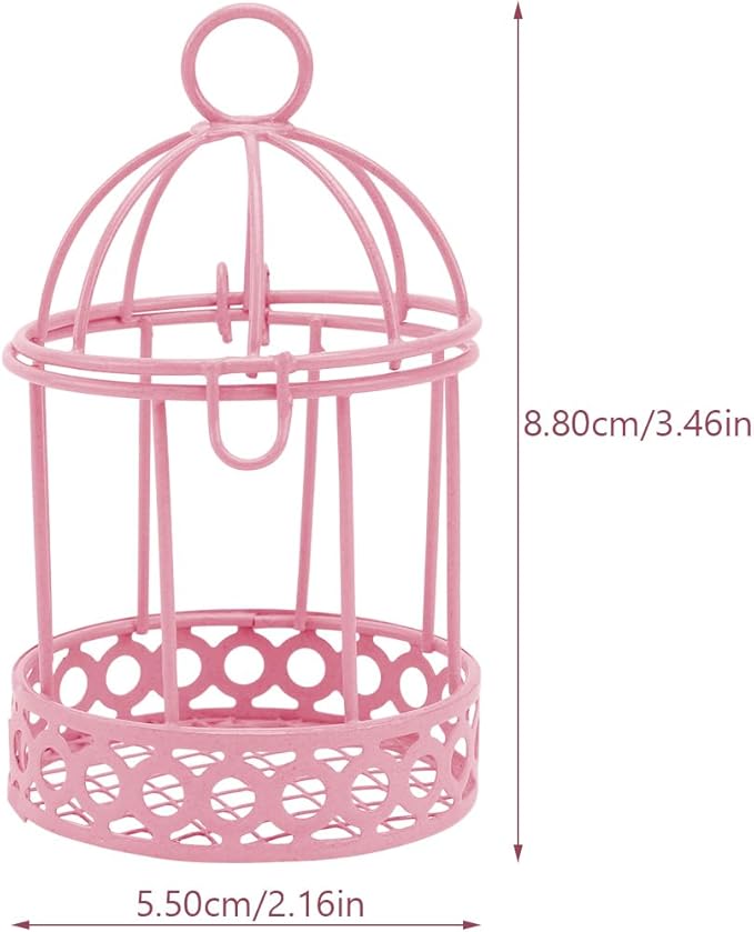 3pcs Mini Birdcage Ornament Bird Cage Desktop Storage Table Miniature Metal Wire Bird Cage Hanging Bird Cage Desk Topper Mini Girl Heart Decoration Hollow Wrought Iron Small Metal