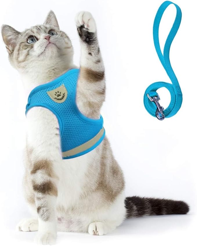 Supet Cat Harness and Leash Set for Walking Cat and Small Dog Harness Soft Mesh Harness Adjustable Cat Vest Harness with Reflective Strap Comfort Fit for Pet Kitten Puppy Rabbit