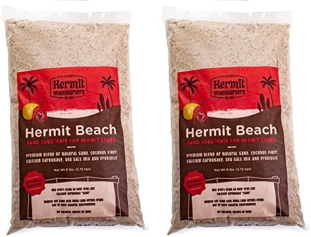 Fluker's All Natural Premium Hermit Crab Sand Substrate, Sand Mixture with Coconut Fiber, for Hermit Crab Tanks, 6 lbs. (Pack of 2)