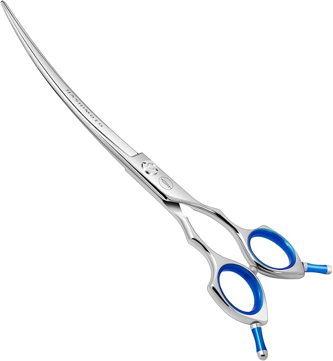 HASHIMOTO Dog Grooming Scissors, Curved Scissors for Dog Grooming, 7.5 inch, 30 Degree of Curved Blade,Light Weight, Pet Shears for Trimming Face and Paws.