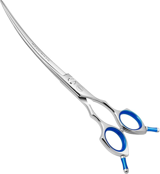 HASHIMOTO Dog Grooming Scissors, Curved Scissors for Dog Grooming, 7.5 inch, 30 Degree of Curved Blade,Light Weight, Pet Shears for Trimming Face and Paws.