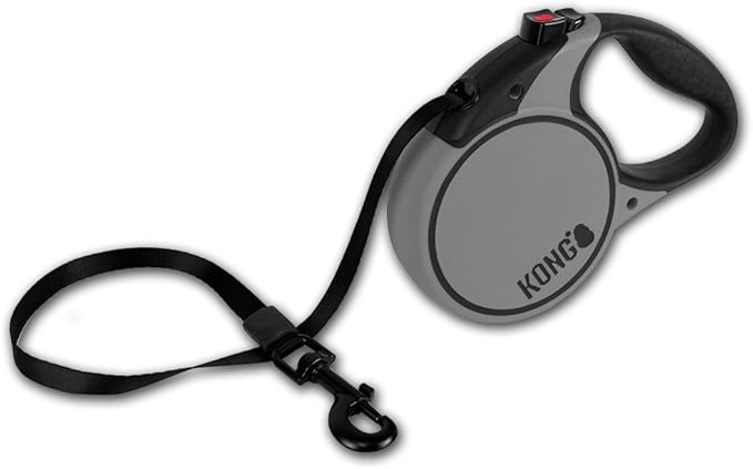 Alcott Kong Terrain Retractable Dog Leash, Large, Grey, 16' Long